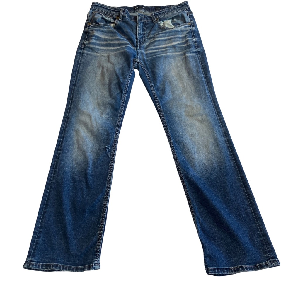 BKE Derek Jeans Mens 32x32 (Fits 32x31) Straight Leg Distressed Thick Stitch